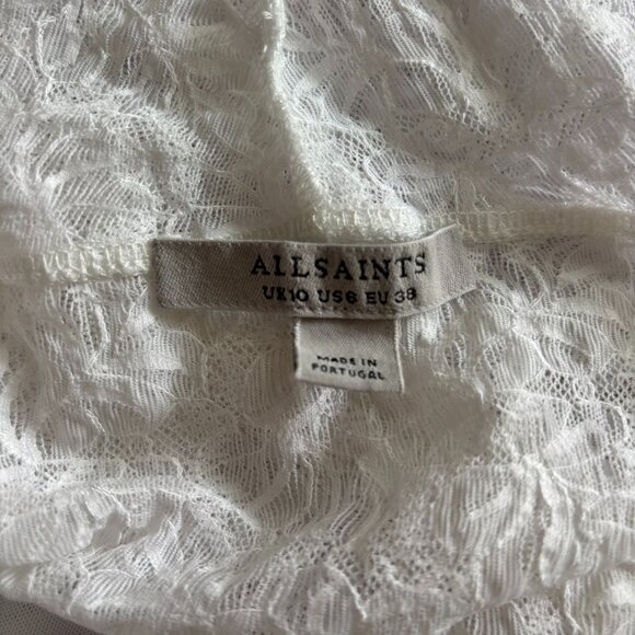AllSaints White Lace Erity Bodysuit Adjustable Straps Racerback Size 6 Snaps - Picture 9 of 9